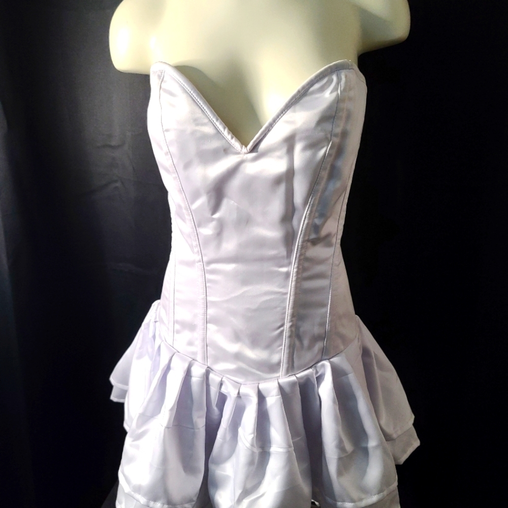 White Prom Satin Corset Dress